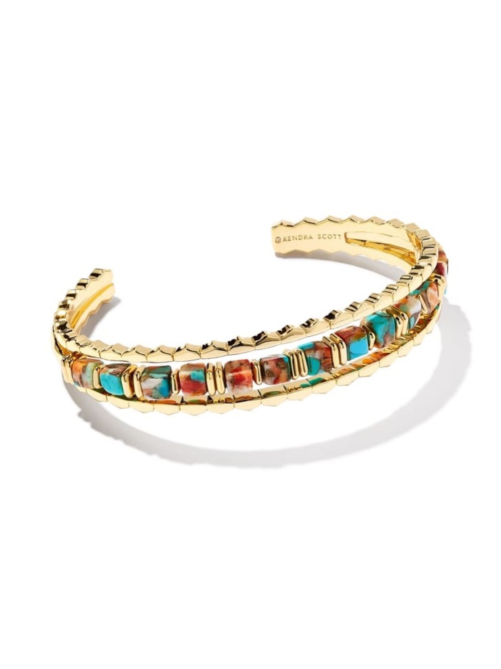 Kendra Scott Ember Gold Triple Cuff Bracelet in Turquoise Magnesite Red Oyster